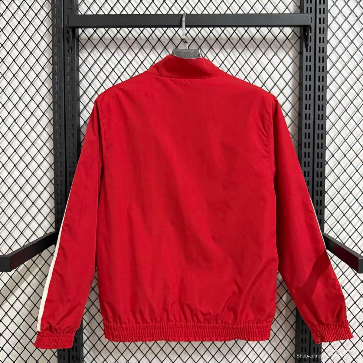 25/26 Sevilla Red/White Reversible Full Zipper Windbreaker