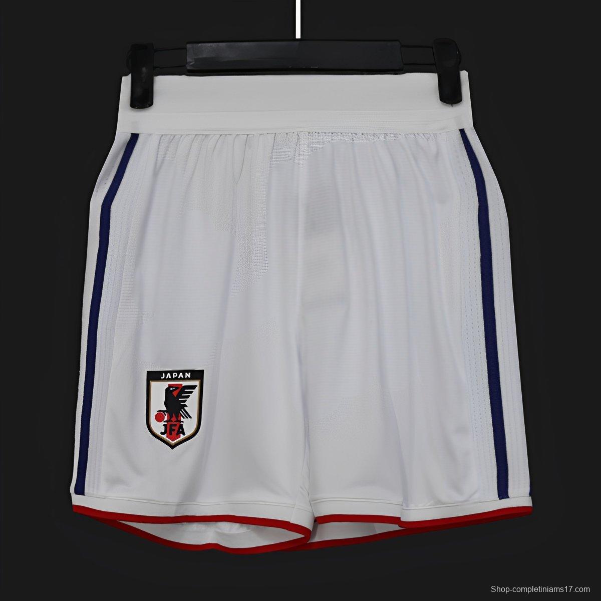 2026 Player Version Japan White with Navy Blue Stripes Shorts