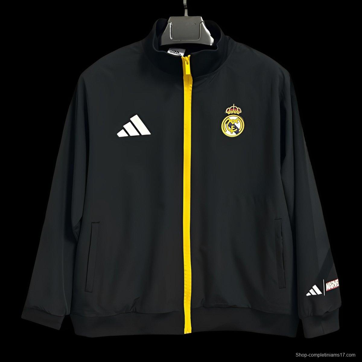 25/26 Real Madrid Marvel Black Full Zipper Windbreaker