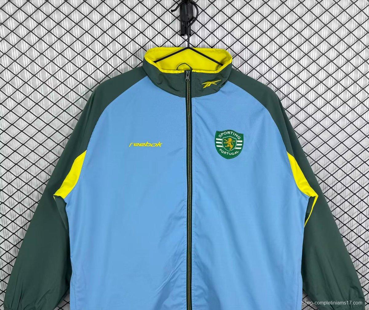 Retro 02/03 Sporting Lisbon Green Full Zipper Windbreaker