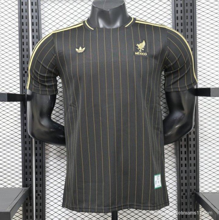 2026 Player Version Mexico Black with Gold Pinstripes Jersey