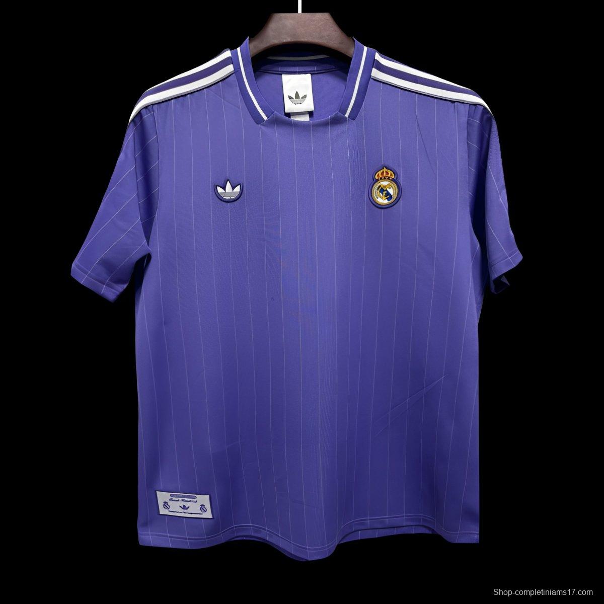 2026 Real Madrid Adidas Terrace Icons Purple Pinstripe Jersey