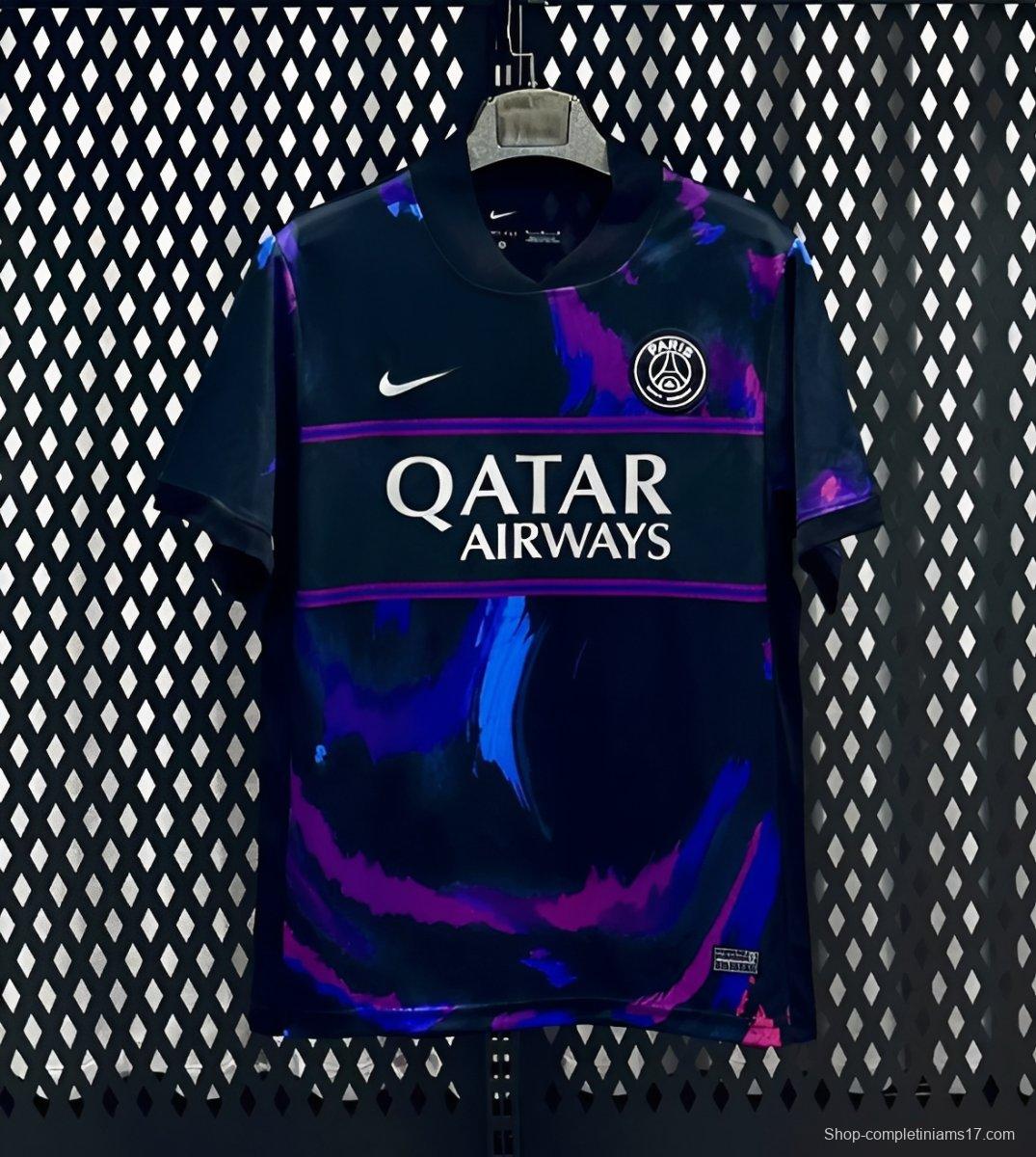 25/26 PSG Paris Saint-Germain Black Pink Blue Special Edition Soccer Jersey