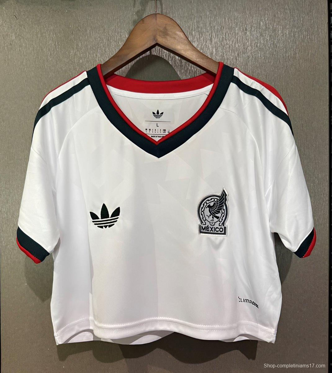 2026 Mexico Away White Women Cropped Jersey