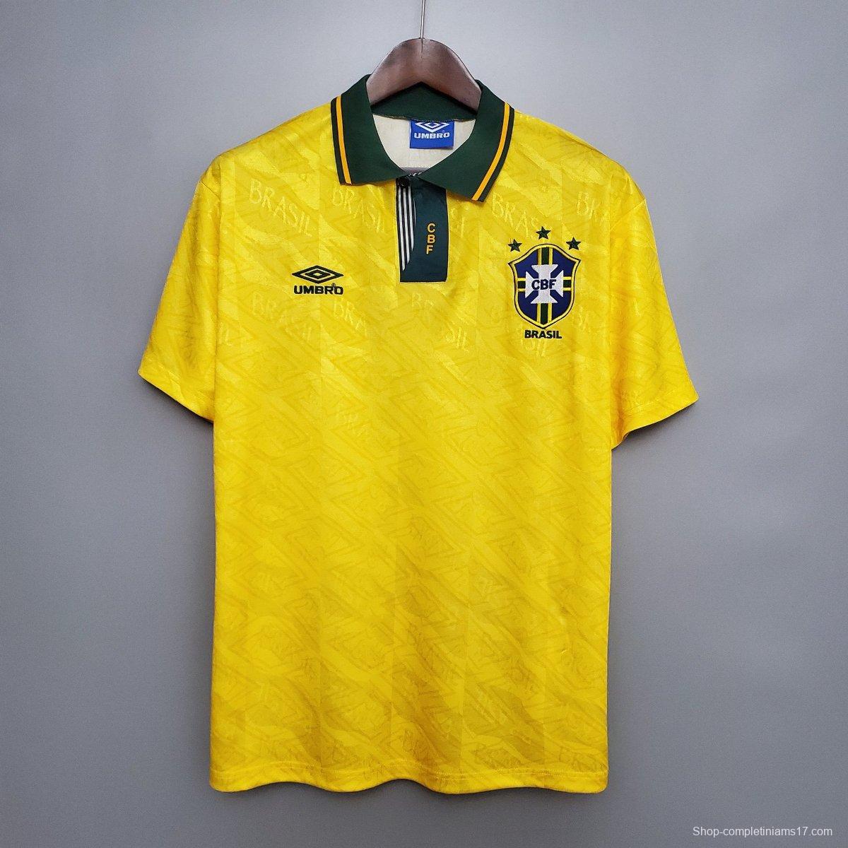 Retro 1991/93 Brazil Home Soccer Jersey