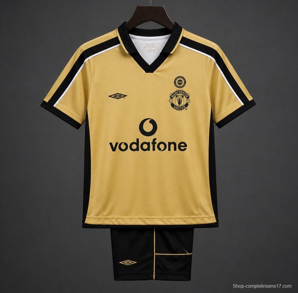 Retro Kids 01/02 Manchester United Centenary Golden Reversible Jersey