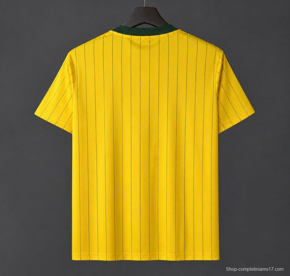 2026 Adidas Originals Brazil Vintage Pinstripe Yellow Jersey