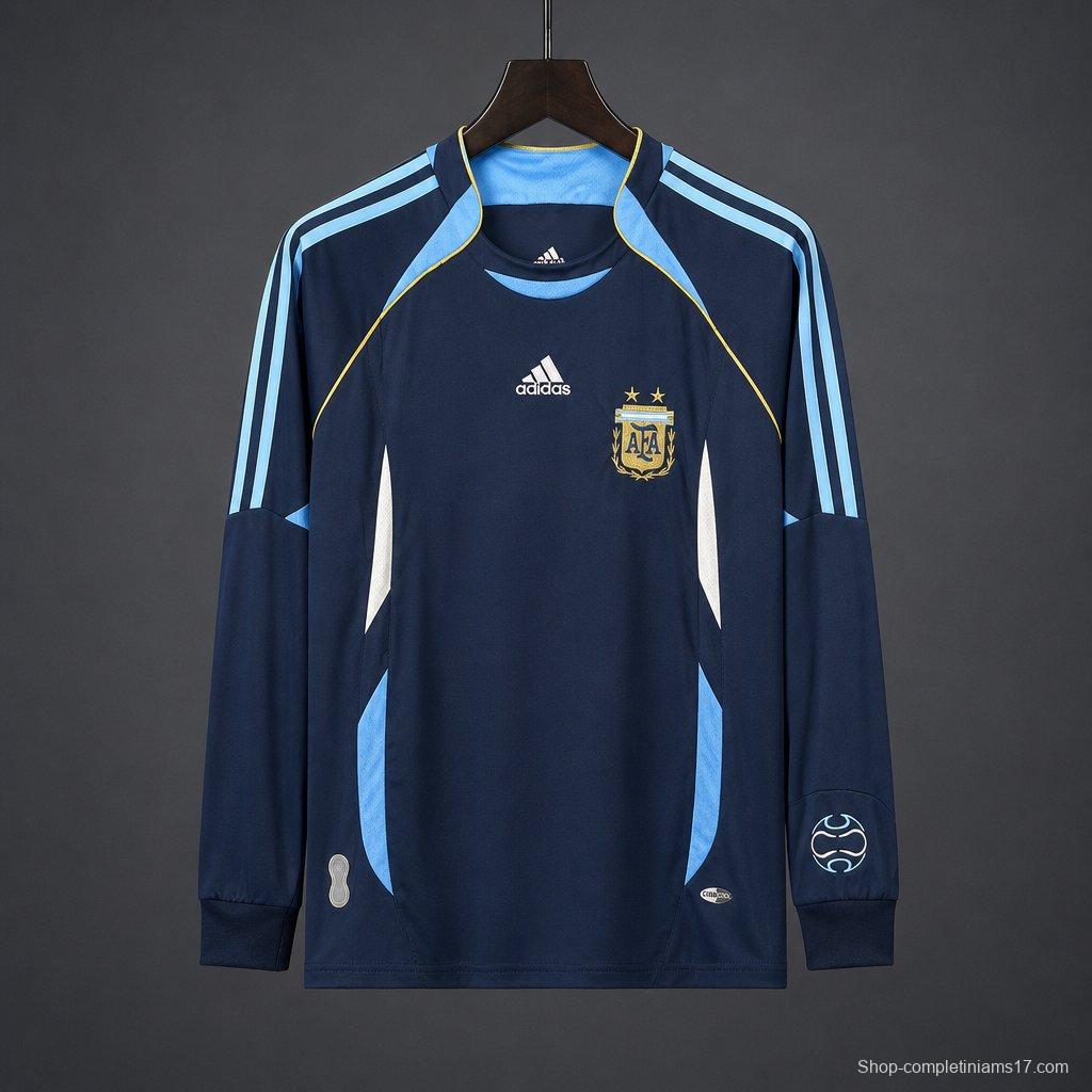 Retro 2006 Argentina Away Long SLeeve Jersey