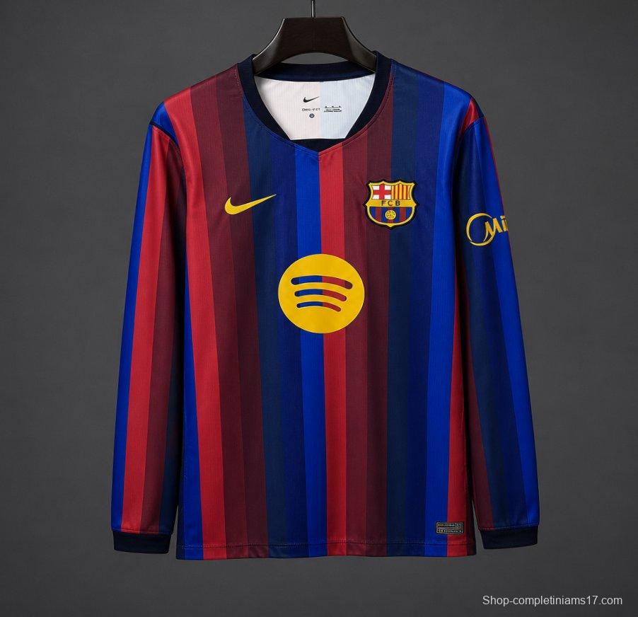 26/27 Barcelona Blue & Red Stripes Long Sleeve Home Jersey