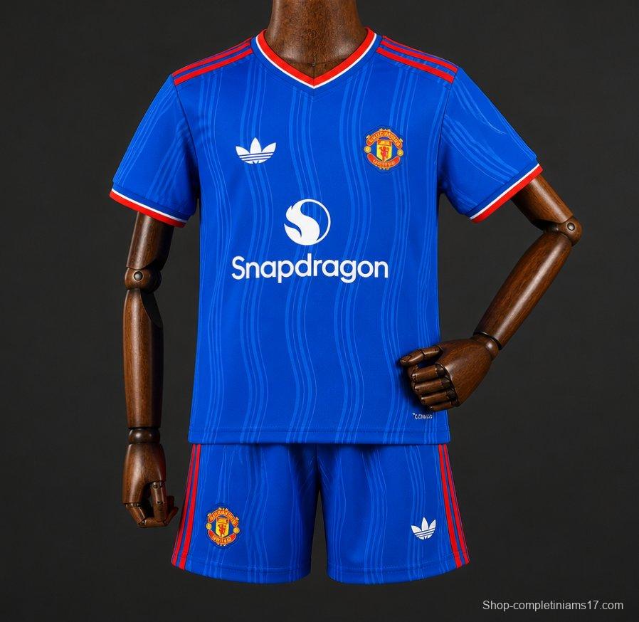 26/27 Kids Manchester United Away Blue Jersey