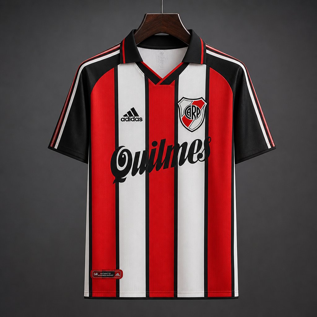 Retro 00/01 River Plate Away Red/White Stripes Jersey
